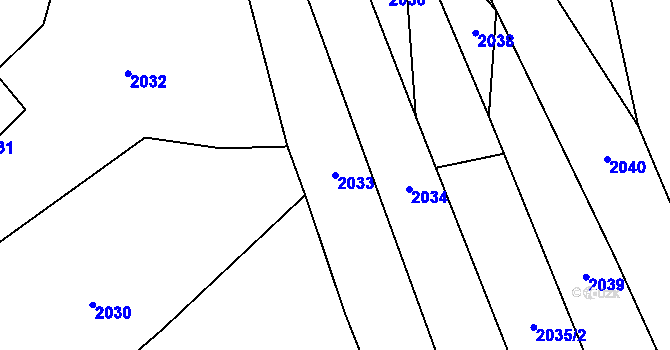 Parcela st. 2033 v KÚ Nový Hrozenkov, Katastrální mapa