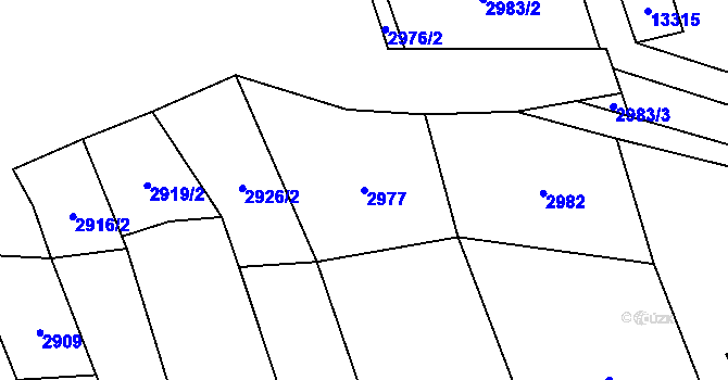 Parcela st. 2977 v KÚ Nový Hrozenkov, Katastrální mapa