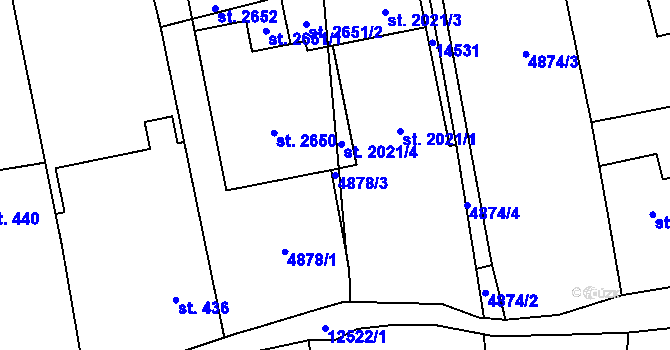 Parcela st. 4878/3 v KÚ Nový Hrozenkov, Katastrální mapa