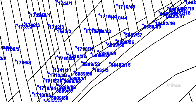 Parcela st. 5889/54 v KÚ Nový Hrozenkov, Katastrální mapa