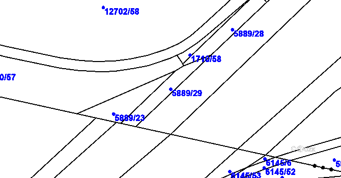 Parcela st. 5889/29 v KÚ Nový Hrozenkov, Katastrální mapa