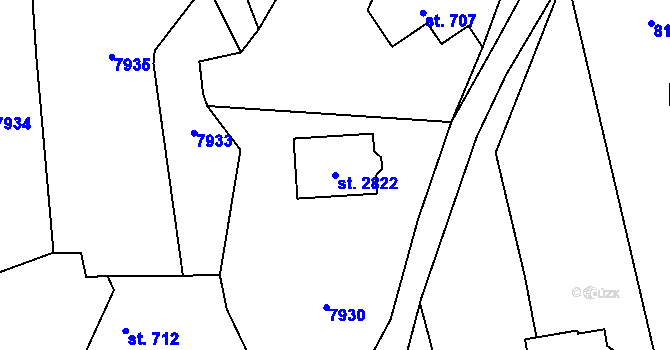 Parcela st. 2822 v KÚ Nový Hrozenkov, Katastrální mapa