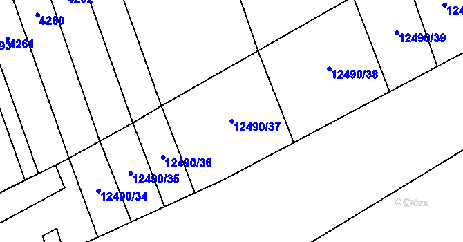 Parcela st. 12490/37 v KÚ Nový Hrozenkov, Katastrální mapa