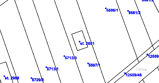 Parcela st. 2851 v KÚ Nový Hrozenkov, Katastrální mapa