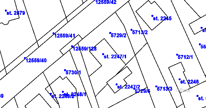 Parcela st. 2247/1 v KÚ Nový Hrozenkov, Katastrální mapa