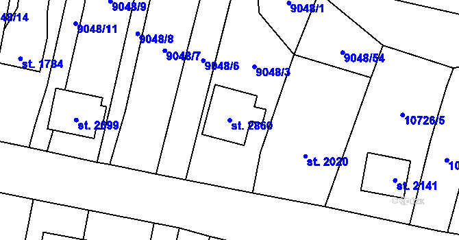 Parcela st. 2860 v KÚ Nový Hrozenkov, Katastrální mapa