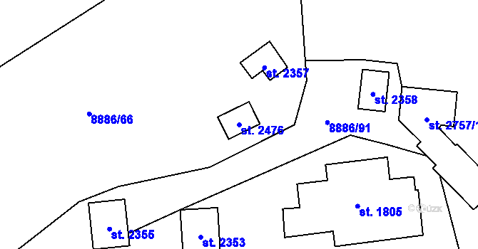 Parcela st. 2476 v KÚ Nový Hrozenkov, Katastrální mapa