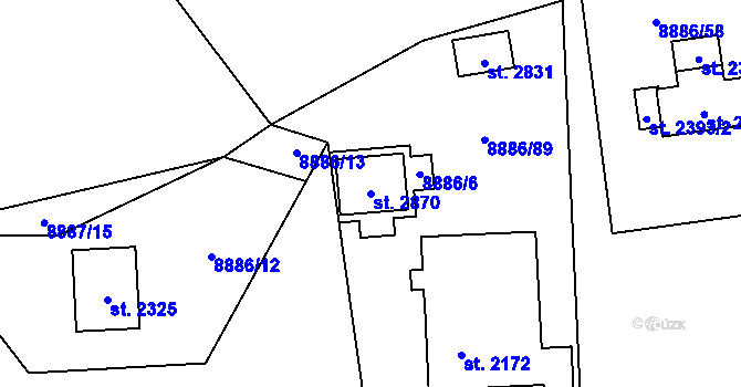 Parcela st. 2870 v KÚ Nový Hrozenkov, Katastrální mapa
