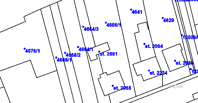 Parcela st. 2881 v KÚ Nový Hrozenkov, Katastrální mapa