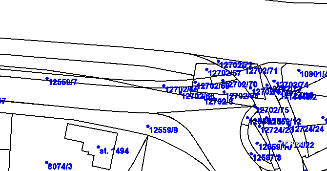 Parcela st. 12702/65 v KÚ Nový Hrozenkov, Katastrální mapa