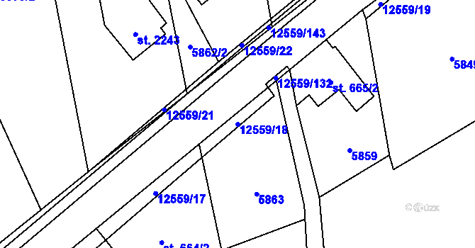 Parcela st. 12559/18 v KÚ Nový Hrozenkov, Katastrální mapa