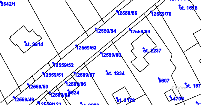 Parcela st. 12559/68 v KÚ Nový Hrozenkov, Katastrální mapa