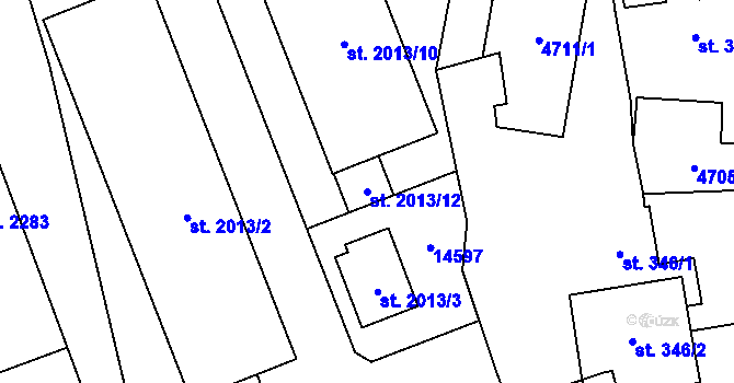 Parcela st. 2013/12 v KÚ Nový Hrozenkov, Katastrální mapa