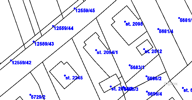 Parcela st. 2094/1 v KÚ Nový Hrozenkov, Katastrální mapa