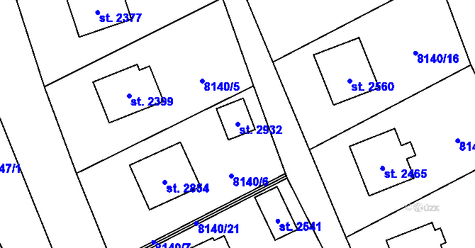 Parcela st. 2932 v KÚ Nový Hrozenkov, Katastrální mapa