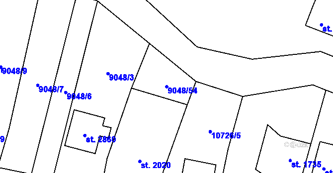 Parcela st. 9048/54 v KÚ Nový Hrozenkov, Katastrální mapa