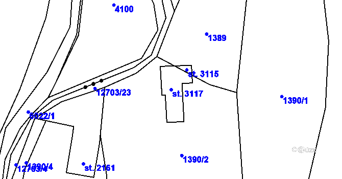 Parcela st. 3117 v KÚ Nový Hrozenkov, Katastrální mapa