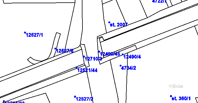 Parcela st. 12490/45 v KÚ Nový Hrozenkov, Katastrální mapa