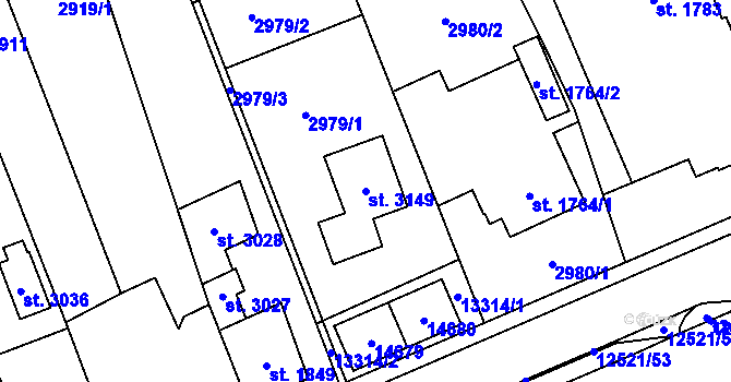 Parcela st. 3149 v KÚ Nový Hrozenkov, Katastrální mapa
