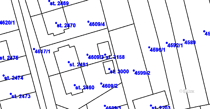 Parcela st. 3158 v KÚ Nový Hrozenkov, Katastrální mapa