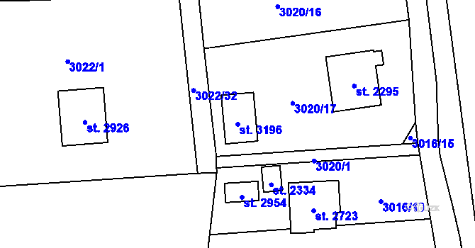 Parcela st. 3196 v KÚ Nový Hrozenkov, Katastrální mapa