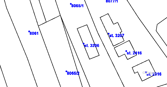 Parcela st. 3206 v KÚ Nový Hrozenkov, Katastrální mapa