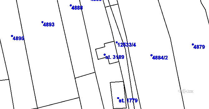 Parcela st. 3189 v KÚ Nový Hrozenkov, Katastrální mapa