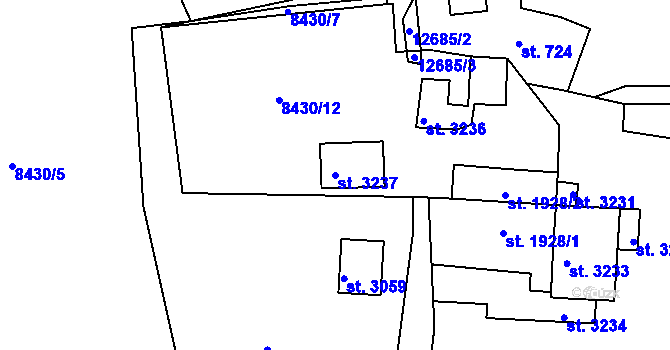 Parcela st. 3237 v KÚ Nový Hrozenkov, Katastrální mapa
