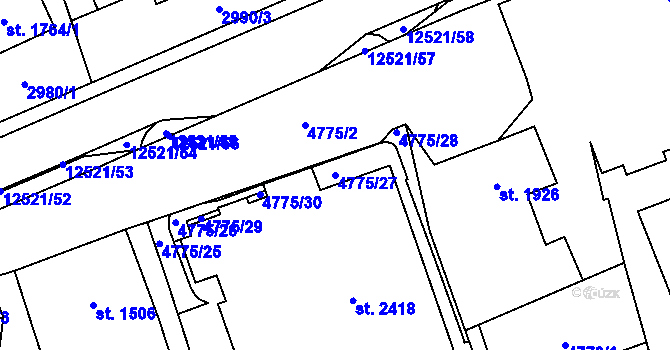 Parcela st. 4775/27 v KÚ Nový Hrozenkov, Katastrální mapa