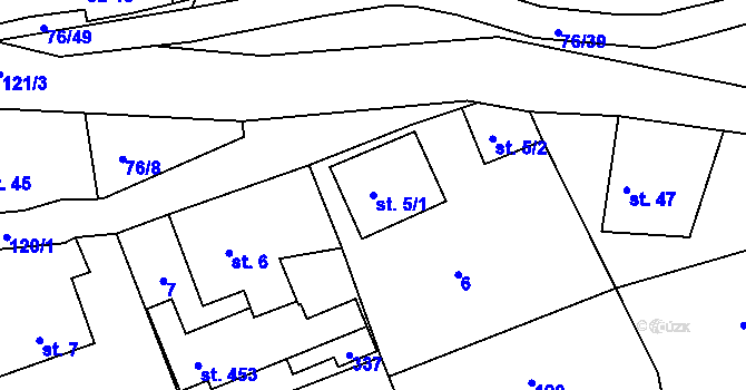 Parcela st. 5/1 v KÚ Nový Jáchymov, Katastrální mapa