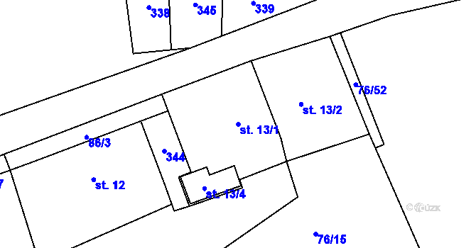Parcela st. 13/1 v KÚ Nový Jáchymov, Katastrální mapa