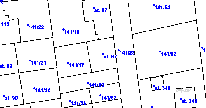 Parcela st. 97 v KÚ Nový Jáchymov, Katastrální mapa