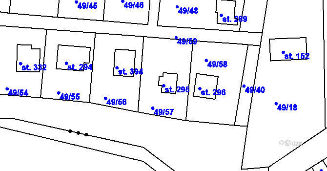 Parcela st. 295 v KÚ Nový Jáchymov, Katastrální mapa