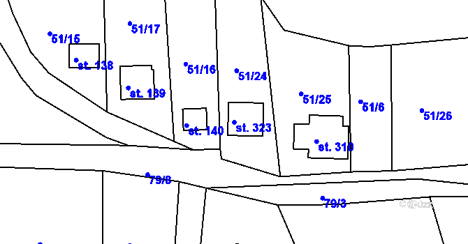 Parcela st. 323 v KÚ Nový Jáchymov, Katastrální mapa