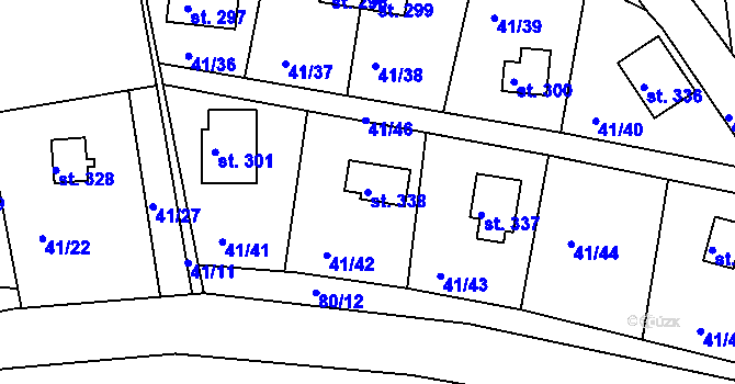 Parcela st. 338 v KÚ Nový Jáchymov, Katastrální mapa