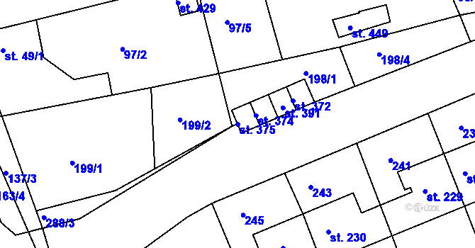 Parcela st. 375 v KÚ Nový Jáchymov, Katastrální mapa