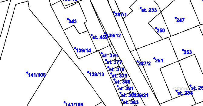 Parcela st. 376 v KÚ Nový Jáchymov, Katastrální mapa