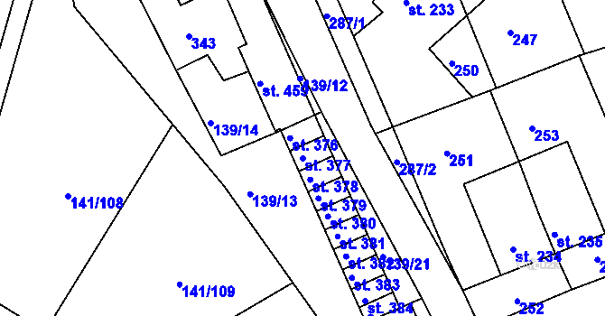 Parcela st. 377 v KÚ Nový Jáchymov, Katastrální mapa