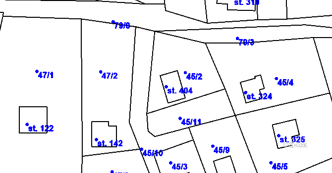 Parcela st. 404 v KÚ Nový Jáchymov, Katastrální mapa