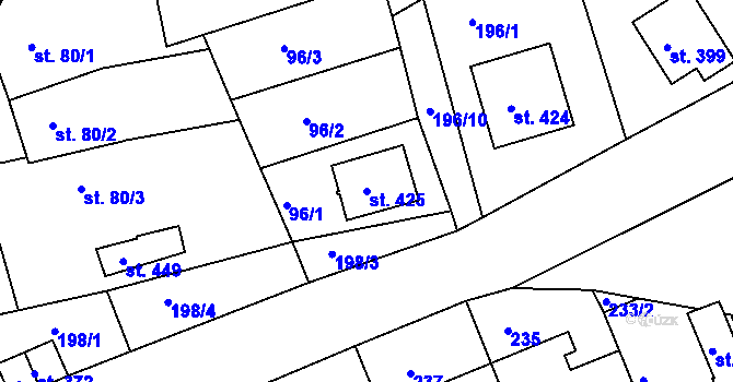 Parcela st. 425 v KÚ Nový Jáchymov, Katastrální mapa