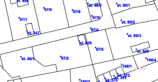 Parcela st. 429 v KÚ Nový Jáchymov, Katastrální mapa
