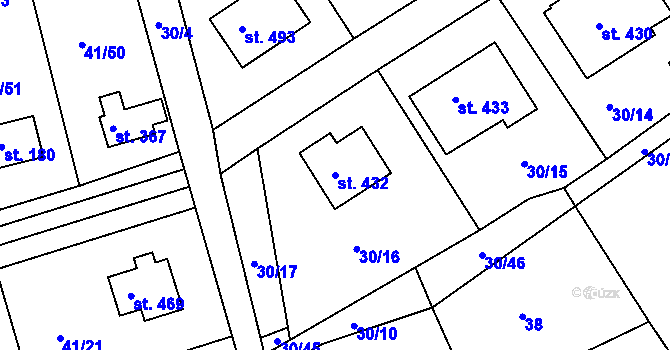 Parcela st. 432 v KÚ Nový Jáchymov, Katastrální mapa
