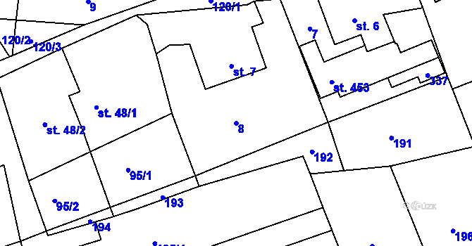 Parcela st. 8 v KÚ Nový Jáchymov, Katastrální mapa