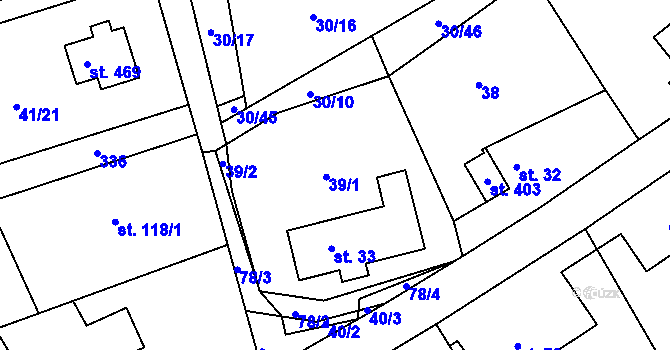 Parcela st. 39 v KÚ Nový Jáchymov, Katastrální mapa