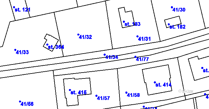 Parcela st. 41/34 v KÚ Nový Jáchymov, Katastrální mapa