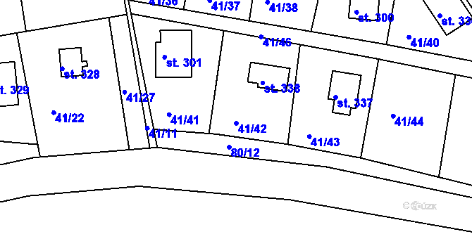 Parcela st. 41/42 v KÚ Nový Jáchymov, Katastrální mapa