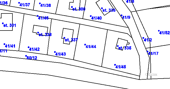 Parcela st. 41/44 v KÚ Nový Jáchymov, Katastrální mapa