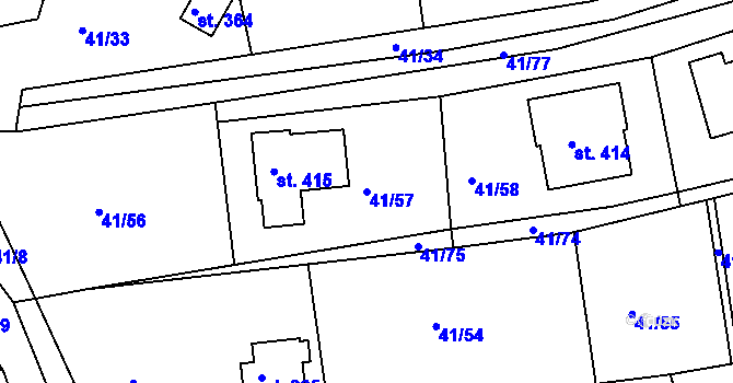 Parcela st. 41/57 v KÚ Nový Jáchymov, Katastrální mapa