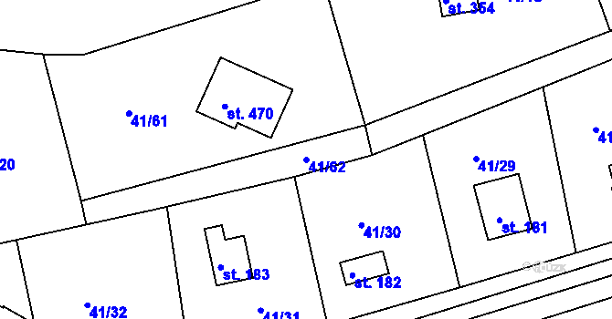 Parcela st. 41/62 v KÚ Nový Jáchymov, Katastrální mapa