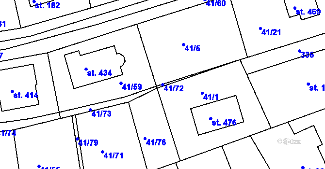 Parcela st. 41/72 v KÚ Nový Jáchymov, Katastrální mapa